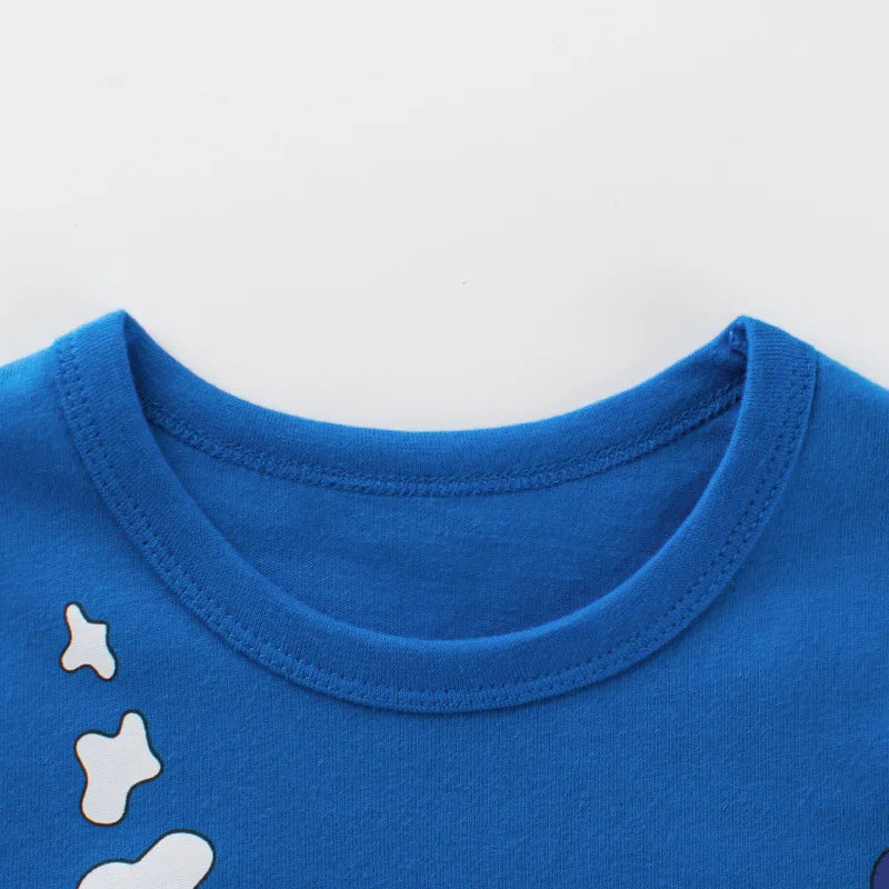 Boys Clothes Cartoon  Excavator T-shirt for Boy Long Sleeve O-Neck Cotton Children's Wear Kids T Shirts