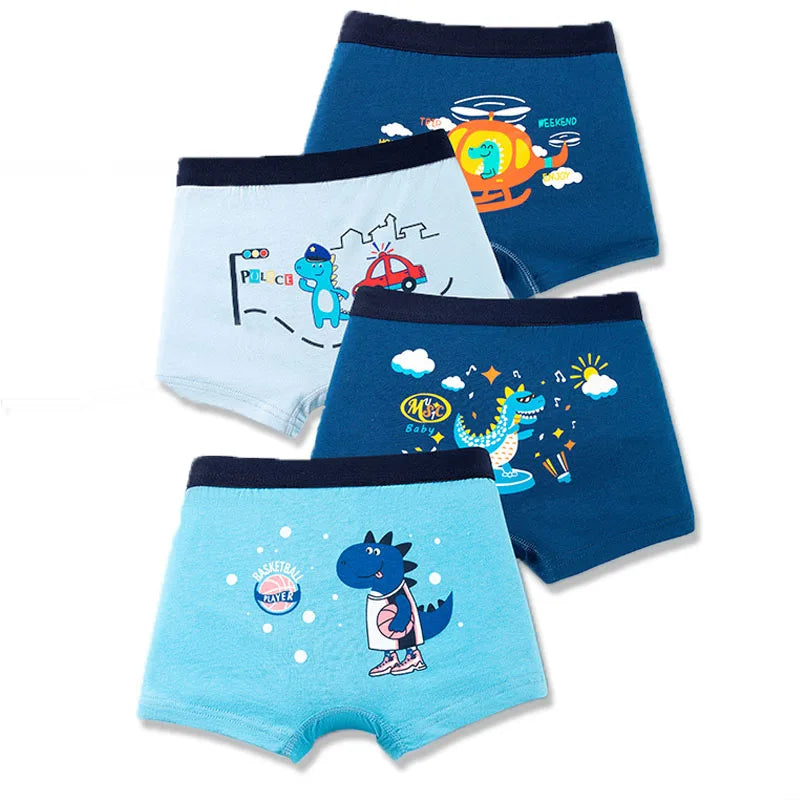 Boys Underwear Fun Pictures Kids Boxer Brief Shorts Striped Toddler Trunk For 3-5 Years Old, 6-8 Years Old, Multicolored